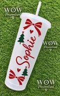 Personalised Christmas Cold Cup with Straw | Custom Name Tumbler