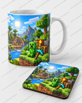 Minecraft Creeper Mug & Coaster Set | Gaming Gift