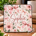Personalised Floral Bow Coaster | Custom Name Coaster Gift