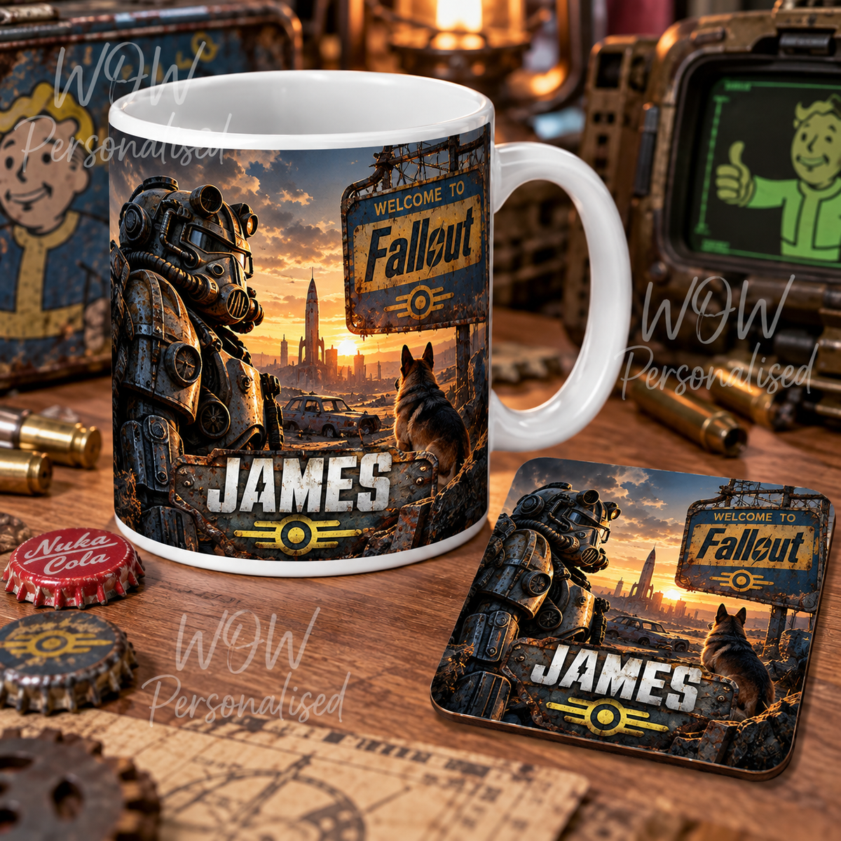 Fallout Personalised Mug & Coaster Set | Custom Gaming Gift