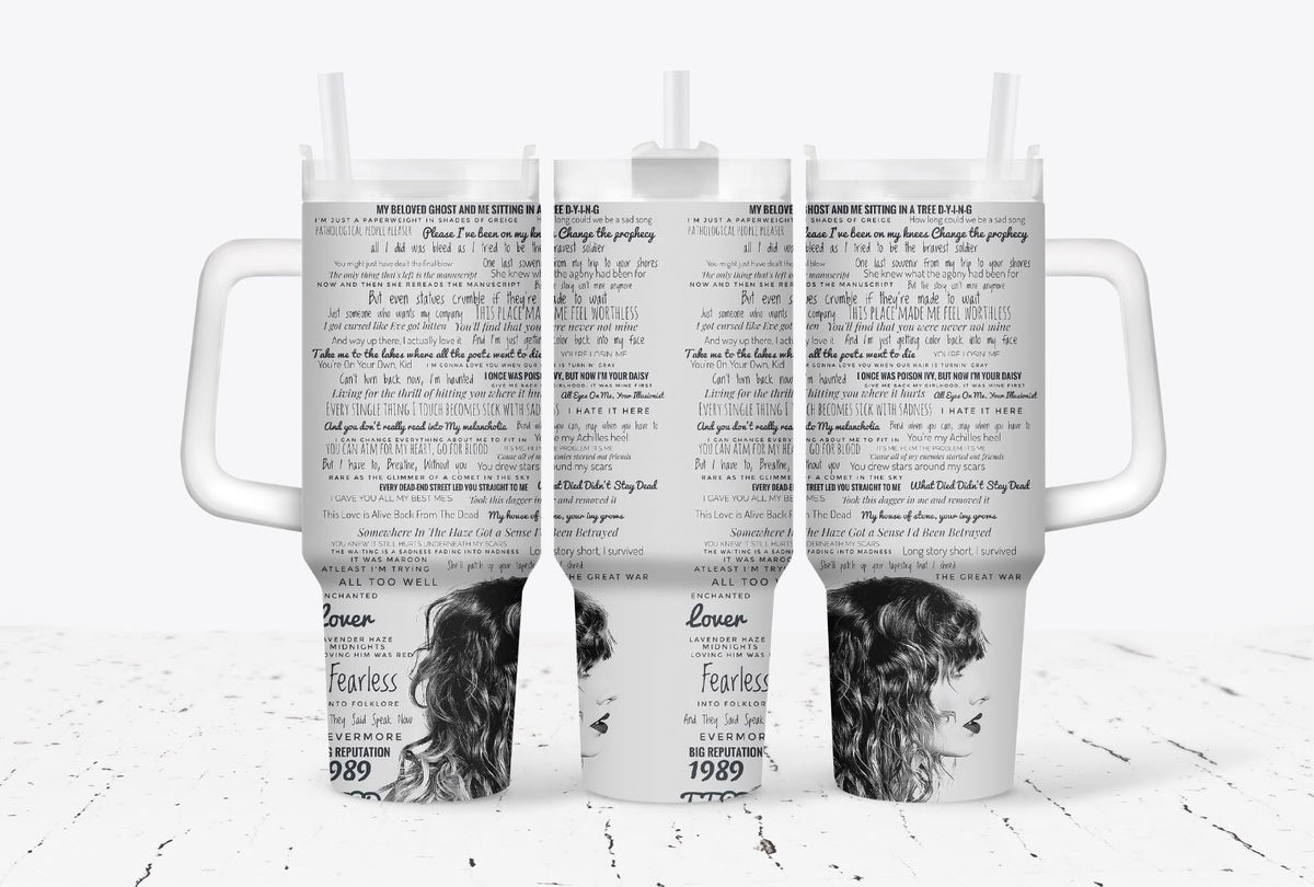 Swiftie Inspired Eras 40oz Tumbler with Handle & Straw | Music Fan Insulated Travel Mug