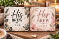 Personalised His & Her Brew Coaster Set | Matching Couple Gift