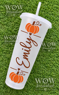 Personalised Autumn Cold Cup with Straw | Custom Name Tumbler