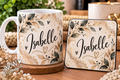 Personalised Botanical Mug & Coaster Set | Custom Name Gift