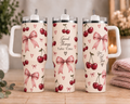 Cherry & Bow 40oz Tumbler with Handle & Straw | Girly Cup