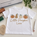Personalised Little Pumpkin Kids T-Shirt | Autumn Vinyl Tee