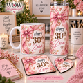 Personalised Birthday Gift Set – Custom Name & Age Mug, Tumbler, Coaster & Keyring