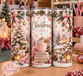Christmas Vibes 20oz Skinny Tumbler | Pink Aesthetic Christmas Cup