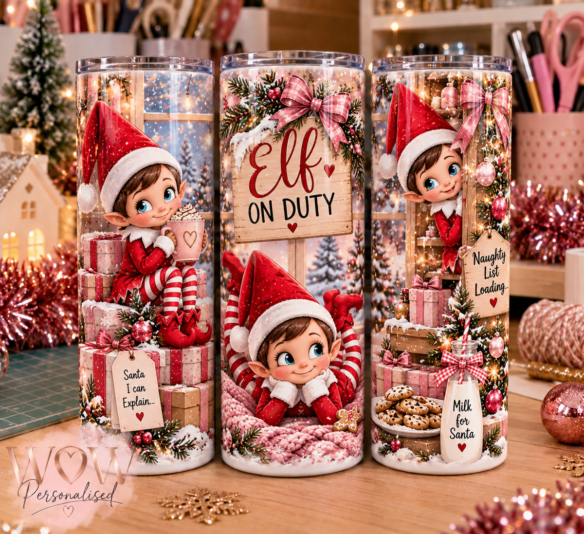 Elf on Duty 20oz Skinny Tumbler | Christmas Elf Tumbler
