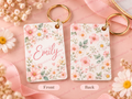 Personalised Floral Name Key Ring | Custom Double-Sided Keyring