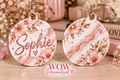 Personalised Pink Floral Name Key Ring | Round Double-Sided Keyring