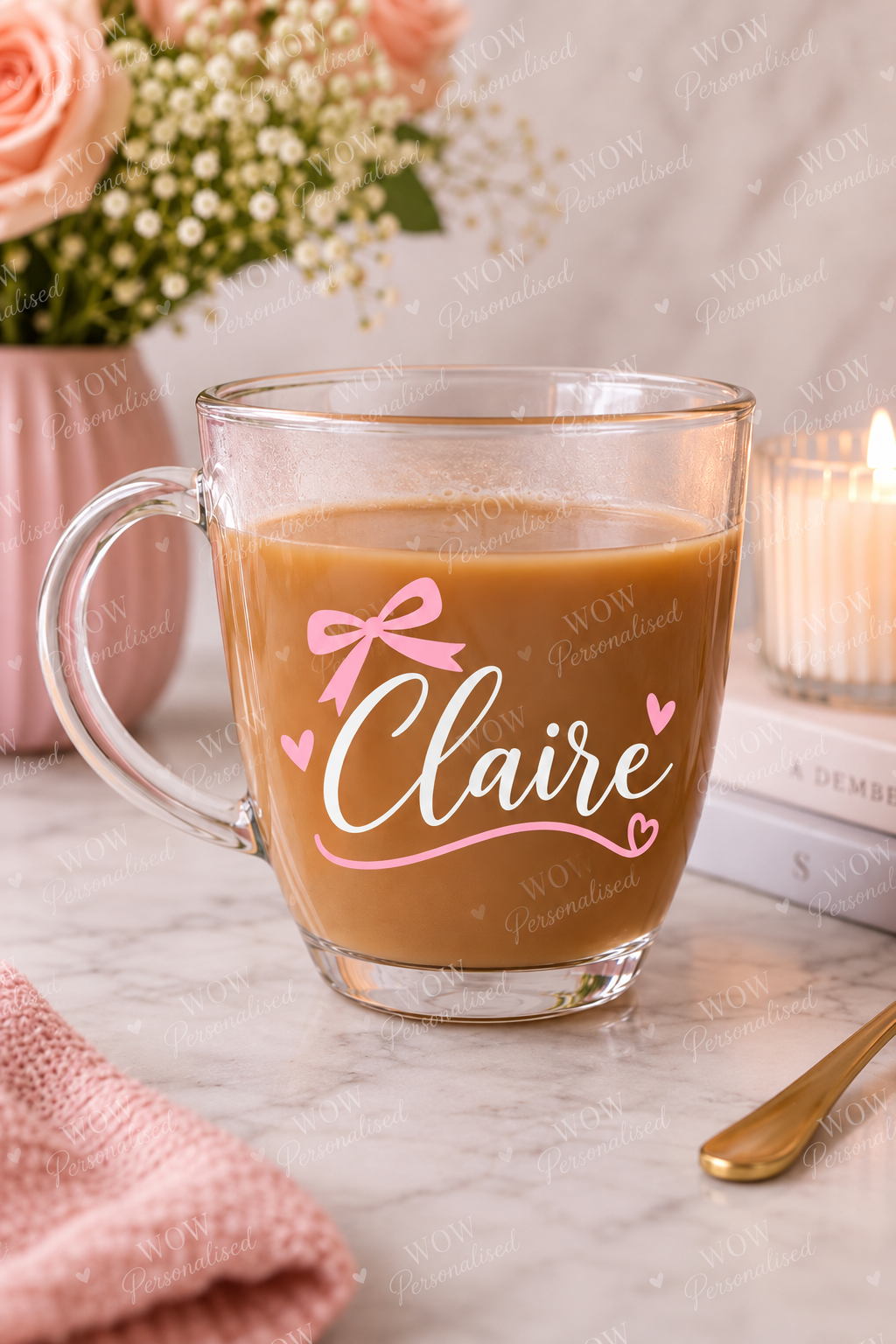 Personalised Name Glass Mug | Custom Vinyl Coffee Cup