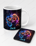 Personalised Gamer Mug & Coaster Set | Custom Name Gaming Gift
