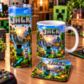 Personalised Minecraft Gift Set | 20oz Tumbler, Mug & Coaster